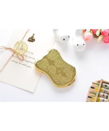 Jinvun Antique-Like Compact Mirror: Durable Travel Makeup Mirror - Shield Shape, Magnification, & Clear Reflection - Vintage Design - Unique Jewellery Gift - Gold02 - Buy Online on GoSupps.com