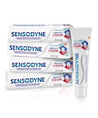 Sensodyne Sensitivity & Gum Sensitive Toothpaste for Gingivitis, Sensitive Teeth Treatment, Clean & Fresh - 3.4 oz (pack of 4)