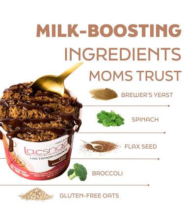 Lacsnac Lactation Cookie Cup Variety Pack - Nursing Moms' Favorite - 6 Pack of Chocolate Chip Bliss, Lotsa Chocolate, S'mores - With Flax Seeds, Brewer's Yeast, Spinach - Promotes Lactation Support & Healthy Milk Supply - GMO-free, Gluten-free - Buy Online on GoSupps.com