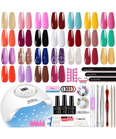 YALSYNY Gel nail polish set uv led nail lamp nail tool kit No Wipe Beautiful Colors Nail Gel Polish Base Top Coat kit  - Buy Online on GoSupps.com