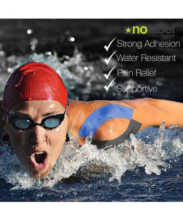 NO LABEL Blue Pre Cut Kinesiology Tape - 5m Roll for Muscle Recovery - Free Taping Guide Included - Buy Online on GoSupps.com