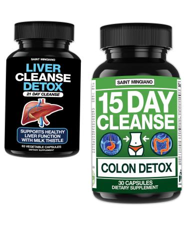 Saint Mingiano 15 Day Cleanse Colon Detox - with - Liver Cleanse Detox & Repair - 21 Day Cleanse
