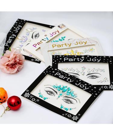 RLMOON Mermaid Rhinestone Face Jewels Sticker - 3D Crystal Gem Cosplay Halloween Decoration for Carnival, Music Festivals - 2 Sheet Star Collection - Buy Online on GoSupps.com