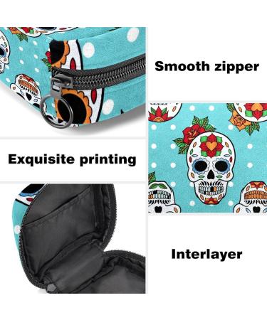 Stylish Menstruation Bag with Zipper | Women's Tampon & Napkin Storage | Sugar-Dead Head Pattern | Ideal for Girls and Women - International Shipping Available - Buy Online on GoSupps.com