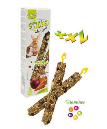 Aime XXL Honey/Vegetables for Rodents/Rabbits/Treats Sticks/2 XXL Gourmet Chopsticks