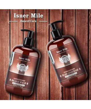 Sandalwood Beard Wash & Conditioner Set (17oz) for Men - Biotin, Argan & Jojoba Oil - Deep Cleansing, Moisturizing, and Softening - Buy Online on GoSupps.com