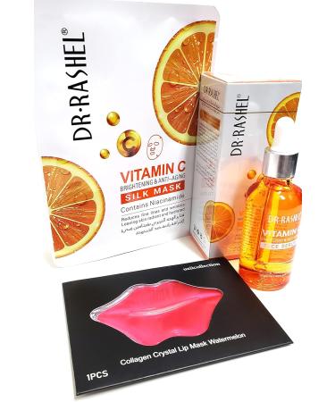 Vitamin C Face Serum with Hyaluronic Acid - Anti-Aging Formula + Free Niacinamide Silk & Collagen Lip Masks - 1.69 oz - Buy Online on GoSupps.com