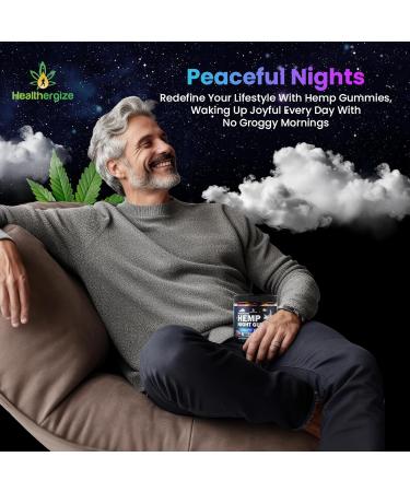 Healthergize Hemp Gummies Night Time, High Potency Nap Gummies, Peace and Relaxation, Hemp Oil Infused Gummy Bear, Good Mood, Calm, Restful Bedtime-Gomita para Dormir, Natural Hemp Oil-Made in USA - Buy Online on GoSupps.com