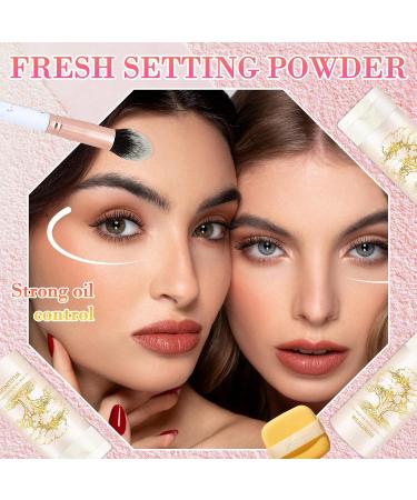 Loose Setting Powder Makeup Set | Waterproof Matte Powder Foundation Brush & Makeup Sponge | Long Lasting Oil Control for All Skin Tones - Buy Online on GoSupps.com