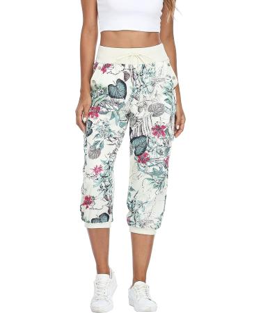 MISS MOLY Women's Floral Print Cargo Joggers Capris with Pockets - Medium - Buy Online on GoSupps.com