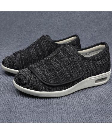 Adjustable Men's Diabetic Slippers - Wide Orthopedic Walking Shoes for Elderly with Arthritis, Fasciitis, Swollen Feet - Black/Grey, Size [insert size] - Buy Online on GoSupps.com