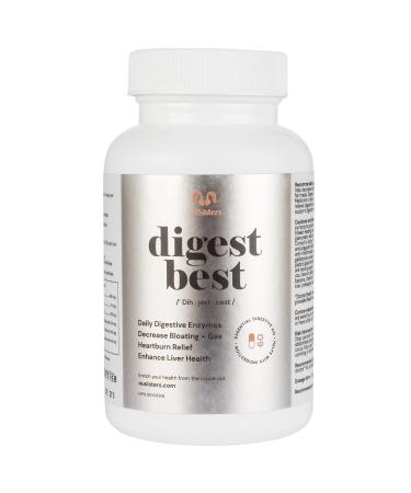 NuSisters Digestive Enzymes Digestive Aid Natural and Quick Relief of Indigestion Pain Eliminate Bloating Gas and Heartburn Improve Digestion of Carbs and Fat Helps Support Liver Function Health Canada Licensed NPN #80109916 (60 Capsules) 1 count (Pack of