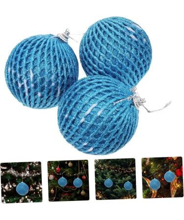 Zerodeko 3pcs Christmas Foam Ball Christmas Window Pendant Wrapped Hanging Ball Party The Tree Sticky Powder Blue 8X8X8CM - Buy Online on GoSupps.com