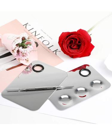 MWOOT Stainless Steel Makeup Palette Set - 2 Sets with Spatula for Pigment & Nail Art Mixing - Buy Online on GoSupps.com