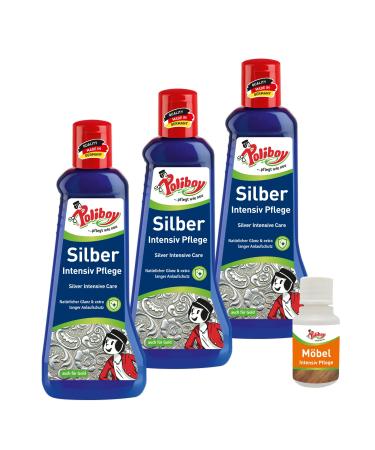 Poliboy silver intensive care - gentle polishing agent for silver jewelry - 3x 200 ml - with product sample - Made in Germany Silver Nursing 200 ml (3 Series Pack) - Buy Online on GoSupps.com
