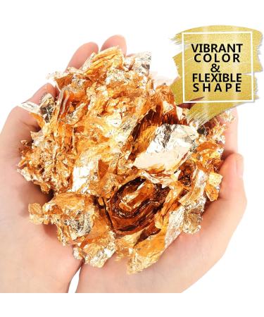 30g Metallic Foil Flakes for Resin, Nails, Painting & Crafts - Gold Leaf Sheet for Gilding - Gold, Silver & Copper Foil Nail Art by LEOBRO - Buy Online on GoSupps.com