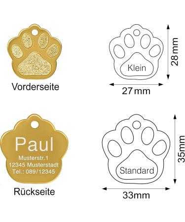 Buy Paw Dog Brand Stainless Steel Pet ID Tag with Engraving - Available in 2 Sizes & Key Ring - Small Gold 27x28mm - International Shipping - Buy Online on GoSupps.com