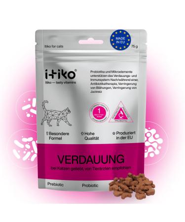 Itiko Digestive Snacks for Cats - Probiotic Treats - Promotes Digestion - Alternative to Clay - Psyllium for Diarrhea - Food Supplement for Cats