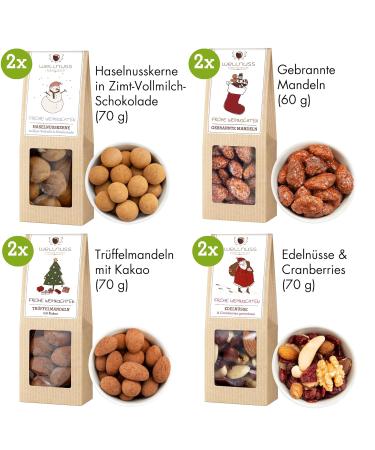 Wellnut Limited Christmas Edition: 8 Gourmet Snack Mixtures in Birch Wood Box | Perfect Holiday Gift of Nuts Fruits & Chocolate - Buy Online on GoSupps.com
