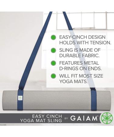 Gaiam Easy-Cinch Yoga Mat Sling - Navy | Convenient Sling for Yoga Mats (1 Count, Mat Not Included) - Buy Online on GoSupps.com