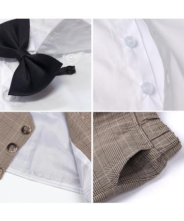 Mint Green Baby Boys Gentleman Suit Set | Shirt, Bowtie, Waistcoat & Shorts | Size 3-4 Years | Khaki Plaid - Buy Online on GoSupps.com