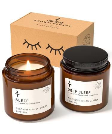 TRINIDa Sleep Candles Gifts for Women & Men Lavender Scented Candles Gift Set for Anxiety Lavender Promotes Sleep Chamomile Relieves Stress Relaxation/Birthday/Christmas Gifts for Women -Classics Sleep Candle
