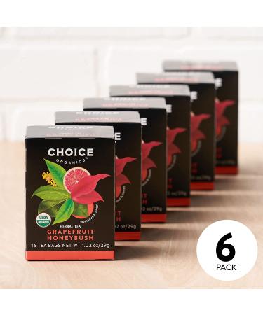 Choice Organic Teas Grapefruit Honeybush Herbal Tea - Caffeine Free, 16 Bags (1.02 oz) - Buy Online on GoSupps.com