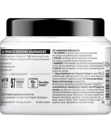 Gliss Total Repair 4 in 1 Treatment (400 ml) with HAPTIQ & Keratin System for Soft and Shiny Hair Hair Mask Reduces Hair Breakage - Buy Online on GoSupps.com