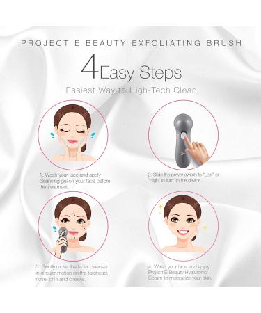 Project E Beauty Portable Electric Facial Brush - 360 Rotating Face Cleanser with 3 Exfoliating Brush Heads for Men & Women | International Shipping Available - Buy Online on GoSupps.com
