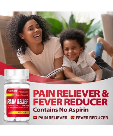 HealthA2Z Extra Strength Acetaminophen 500mg | Pain Relief Caplets | Fever Reducer & Pain Reliever | 100 Count - Buy Online on GoSupps.com