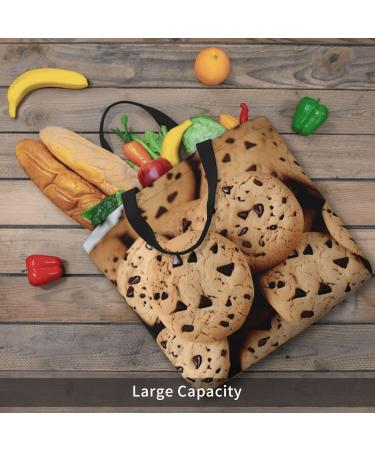 DEHIWI Cookies Food Chocolate Chip Biscuits Tote Bag For Women Waterproof Casual Shoulder Bag With Zipper Grocery Handbags For Office Shopping Travel Black One Size - Buy Online on GoSupps.com