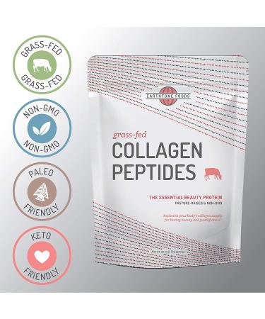 Earthtone Foods Grass Fed Collagen Peptides Unflavored 32 oz - High-Quality Protein Supplement - Buy Online on GoSupps.com