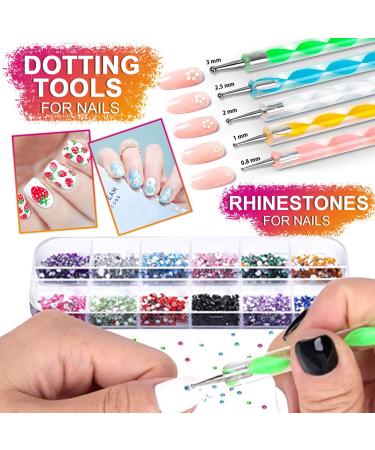 JOYJULY Nail Art Brushes Kit - 3D Decorations, Glitters, Stickers, Rhinestones, Foil & Striping Tapes for Acrylic Design - White Professional Nail Kit - Buy Online on GoSupps.com