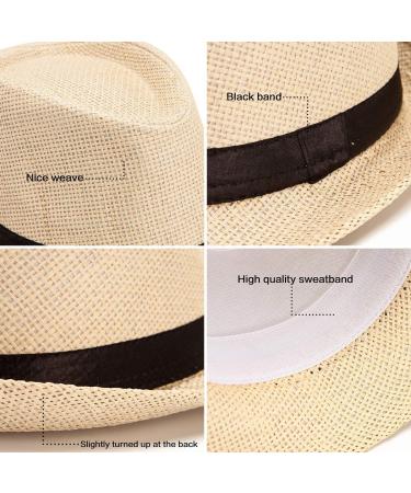 Beige Mens Straw Fedora Hat | Trilby Sun Panama Wool Hat | Size 7 1/4 (58cm) - Buy Online on GoSupps.com