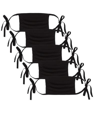 Oscar Apparels Reusable fabric mask 100% BCI cotton with loop for self -binding adults (5 pack) 1 piece (5 pack) black