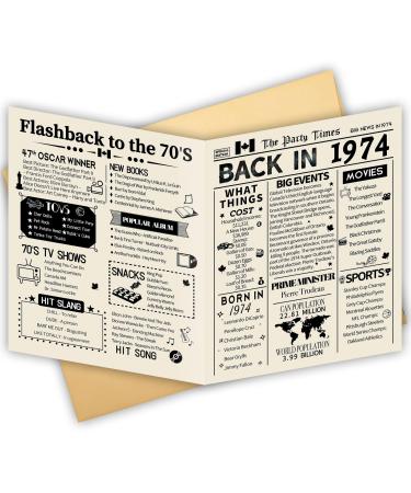 HOMANGA 50th Birthday Card for Men and Women Back in 1974 50th Birthday Gifts for Men Women Jumbo 50th Bday Card For Wife Husband Brother 50 Year Birthday Card 20x25cm (Envelope Included)