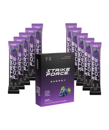 Strike Force Energy Drink Mix - Grape Flavor - Natural Tasting Caffeine Drink - Turn Any Drink into a Healthy Energy Drink - Zero Calories, Keto Friendly, Sugar Free, Pre Workout (10 Liquid Packs) Grape 10 Count (Pack of 1)