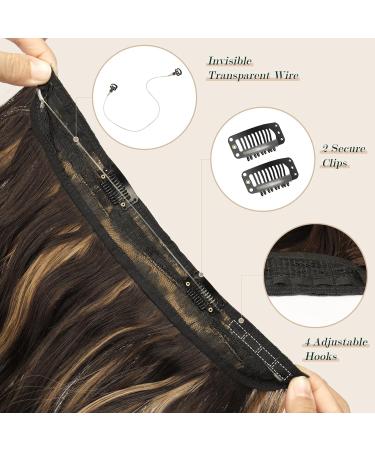 FESHFEN Invisible Wire Hair Extensions - Long Wavy Secret Headband Hairpiece 16 Inch - Brown Highlighted Caramel Blonde - Buy Online on GoSupps.com