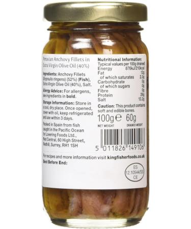 Kingfisher Anchovy Fillets in Extra Virgin Olive Oil 100g - Buy Online on GoSupps.com
