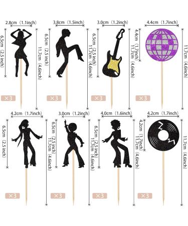 Rsstarxi 24 Pack 70's Disco Dancing Cupcake Toppers Glitter 80's Disco Dancer Cupcake Picks 70's 80's Disco Cake Decorations for Music Ball Disco Theme Wedding Birthday Party Decorations Design 1 - Buy Online on GoSupps.com