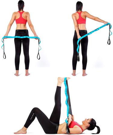 CTRL Sports Non-Elastic Stretching Strap with 10 Loops - Blue | Physical Therapy, Yoga, Exercise and Flexibility Band with Carry Bag and Instructions - Buy Online on GoSupps.com