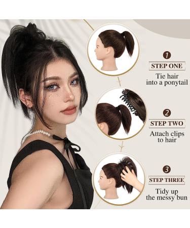 PORSMEER 10 Ombre Blue Claw Clip Ponytail Hair Extension for Women - Natural Straight Tousled Updo Bun Chignon - Buy Online on GoSupps.com