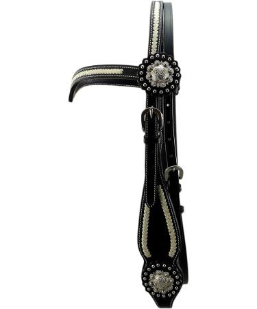 Thor Equine Miles Western Bridle - V-Shaped Black Cob Headstall with Rawhide & Concha for International Shipping - Buy Online on GoSupps.com