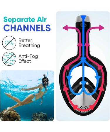 Platinum Arowana Full Face Snorkel Mask - Snorkeling Gear for Adults and Kids - Black/Silver - Large/X-Large - Buy Online on GoSupps.com