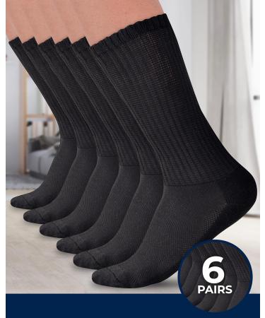 Pembrook Diabetic Socks - Non Binding Neuropathy Socks for Men & Women - Large Black (6 Pairs) - Buy Online on GoSupps.com
