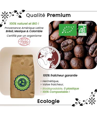 Ascenbio 100% Arabica ORGANIC coffee beans 1 KG INTENSE and aromatic Specialty coffee from France Biodegradable packaging - Buy Online on GoSupps.com