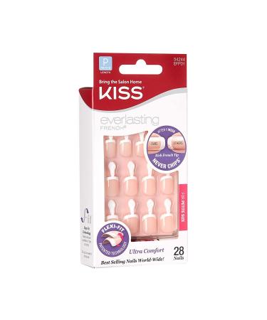 Kiss Everlasting French Nail Manicure Kit, Petite Pink with Flexi-Fit Technology - Chip-Free, Includes Nail Glue, Mini File, Manicure Stick, 28 Fake Nails - 28 Count (Pack of 1) - Buy Online on GoSupps.com