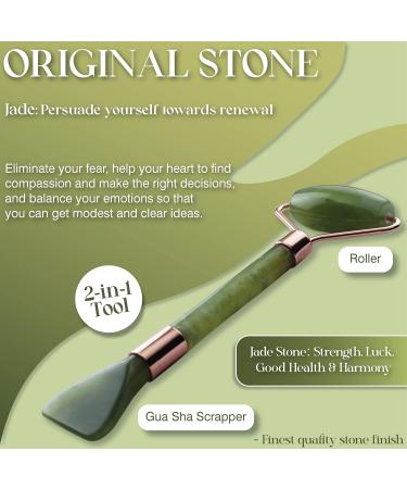Jade Face Roller Kit - Green Gua Sha Roller Scraper Sponge Candle & Essential Oil for Radiant Skin Care - Buy Online on GoSupps.com