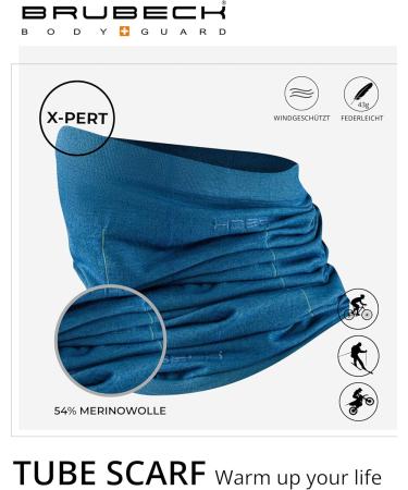 Brubeck Schluchtuch for Women Men & Children | X-Pert X-Dry R-Tube | Multifunctional Cloth with & without Merino Wool | S-M X-Pert Blue Jeans - Buy Online on GoSupps.com