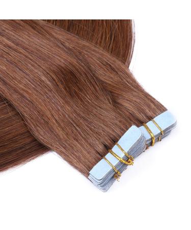 Tape In Hair Extensions #6 Brown - 70cm - 100% Remy Real Hair - 60 Tresses - Easy Adhesive Tape - Novon Hair Extensions - Buy Online on GoSupps.com